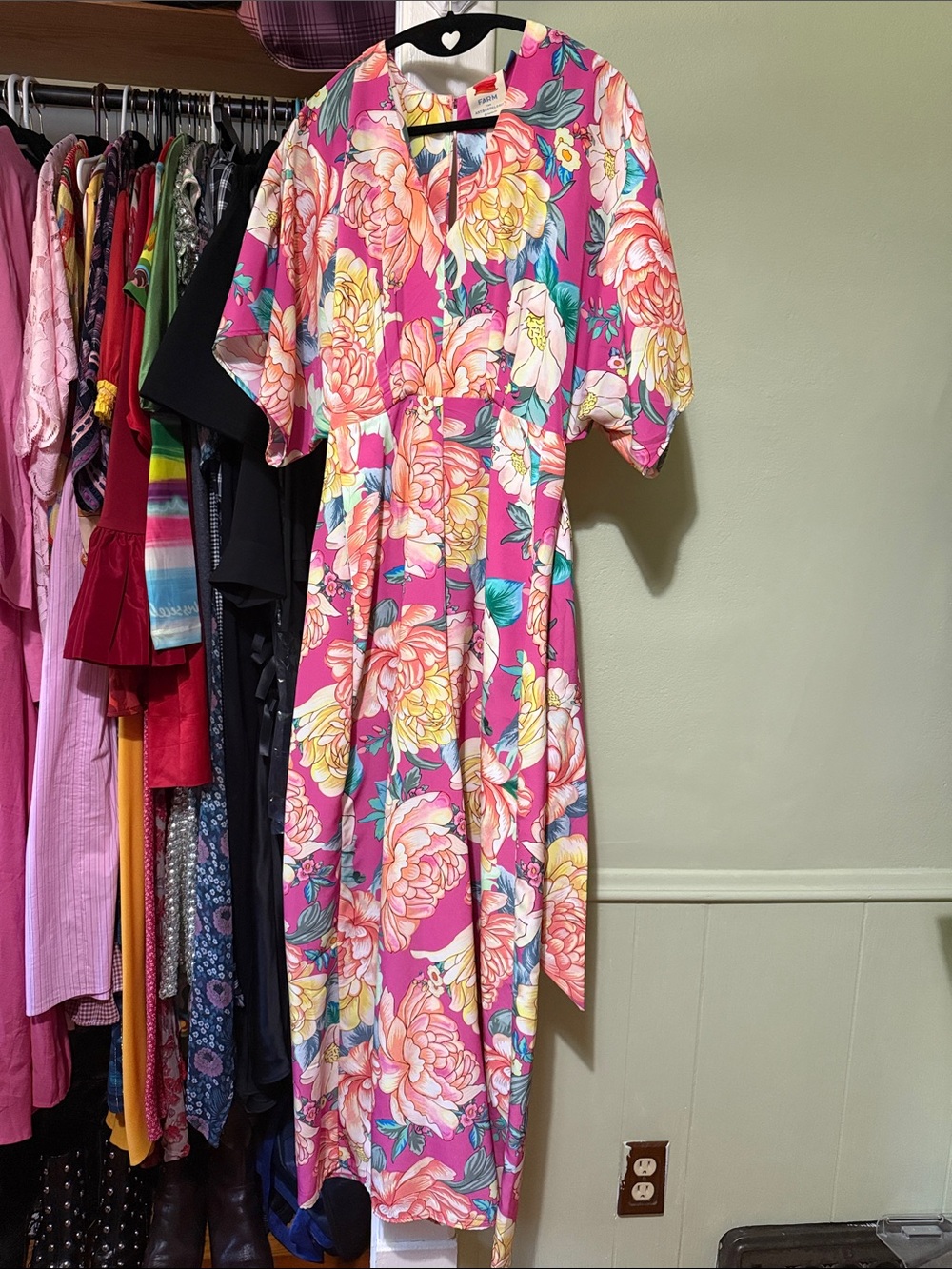 Pink Floral jumpsuit with tie Farm Rio